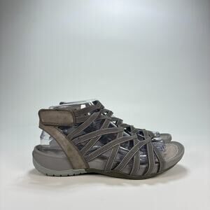 Baretraps Samina Gray Hook & Loop Strappy Gladiator Sandals Women's Size 8.5M